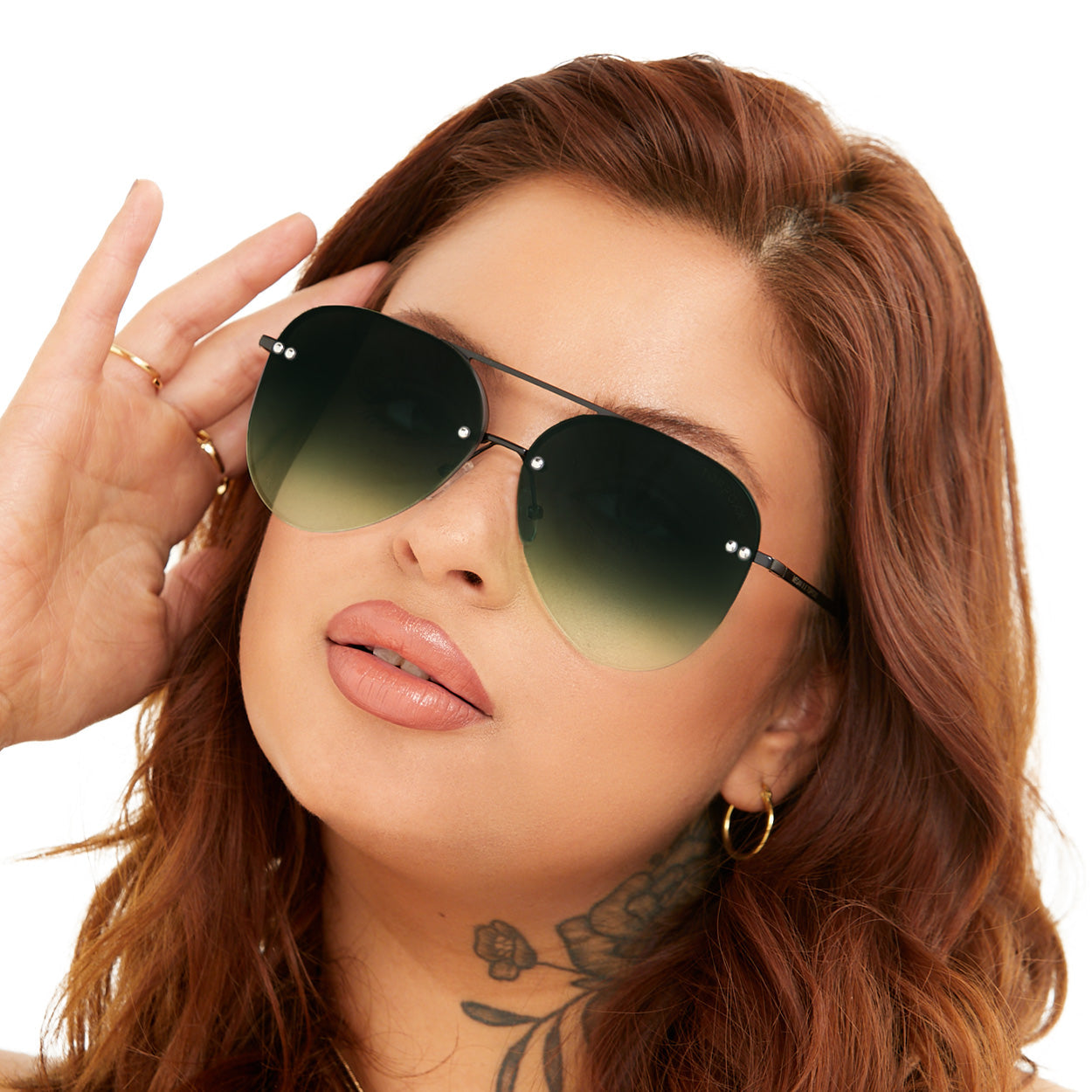 smaller megan 2 - dark green metal aviator sunglasses by topfoxx