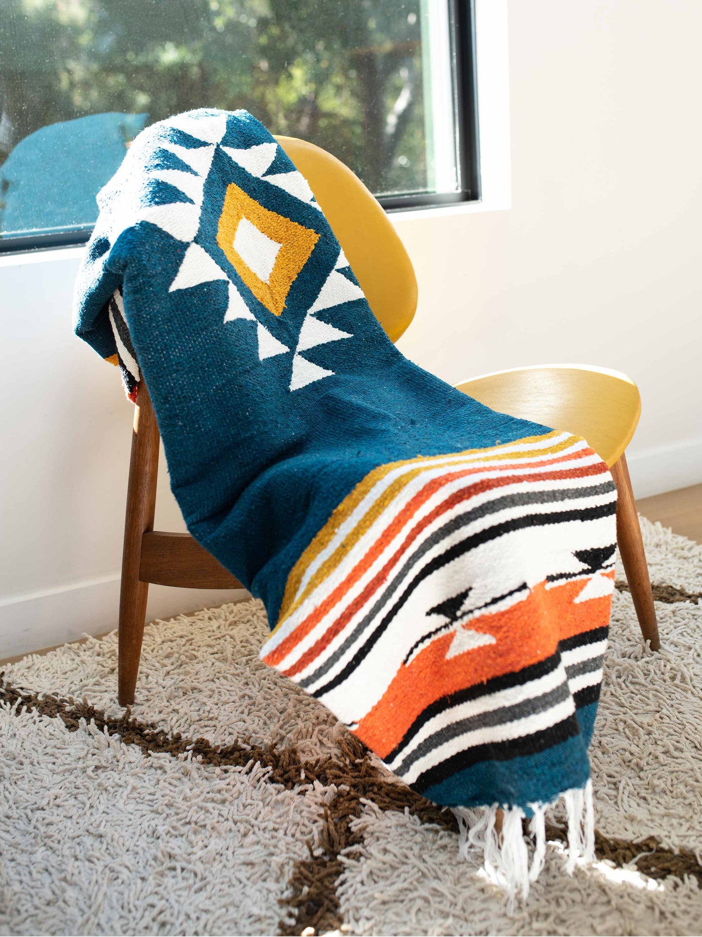 navy baja mexican blanket by laguna beach textile company