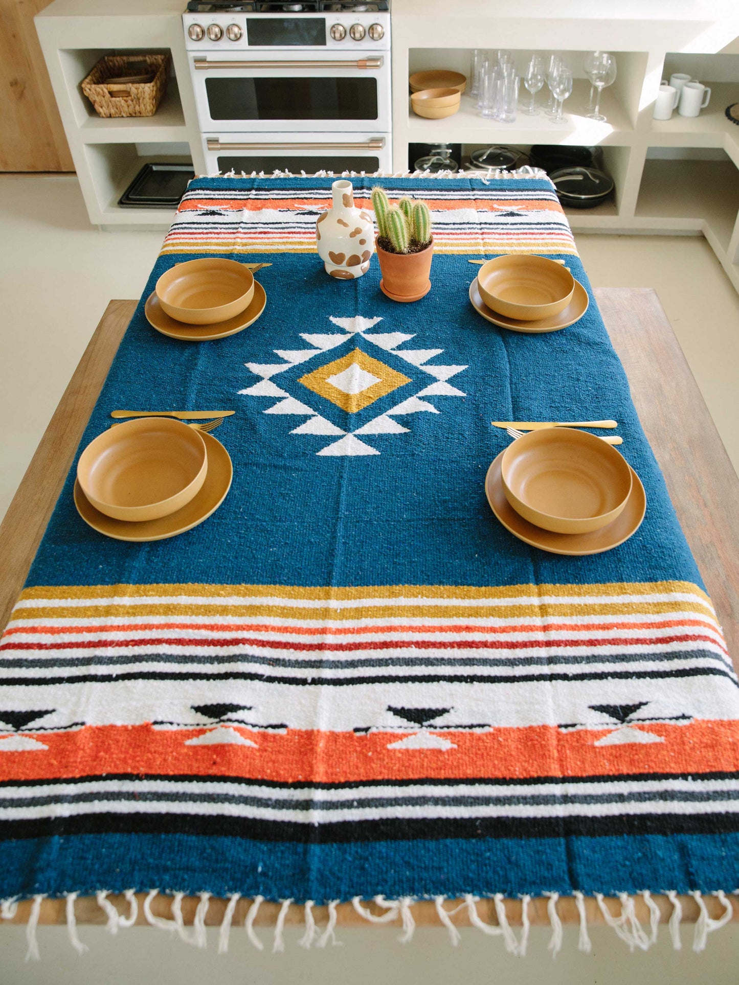 navy baja mexican blanket by laguna beach textile company