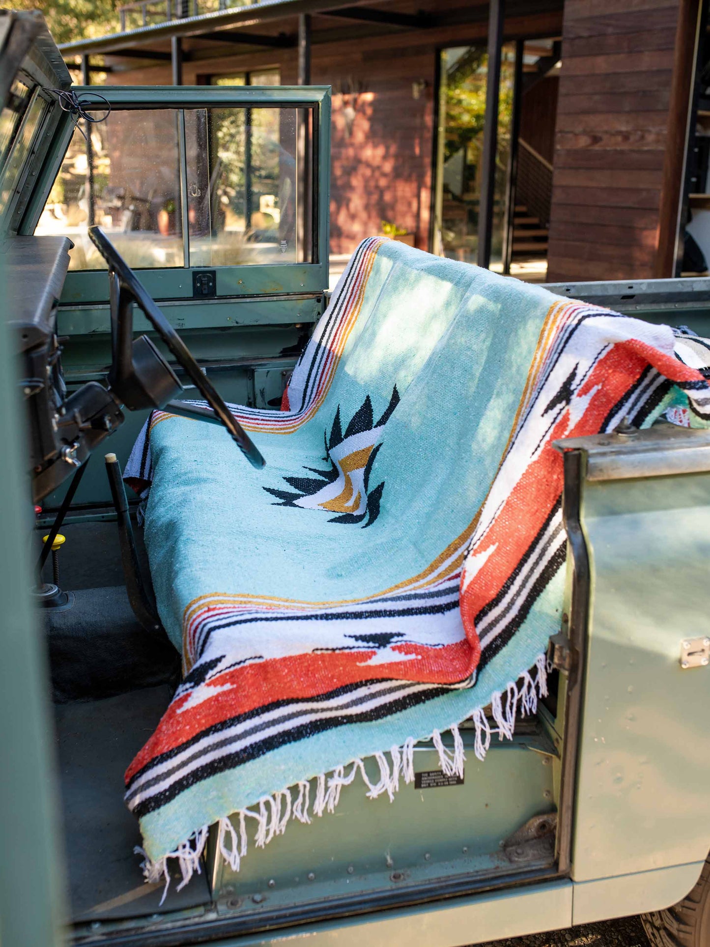 teal baja mexican blanket by laguna beach textile company