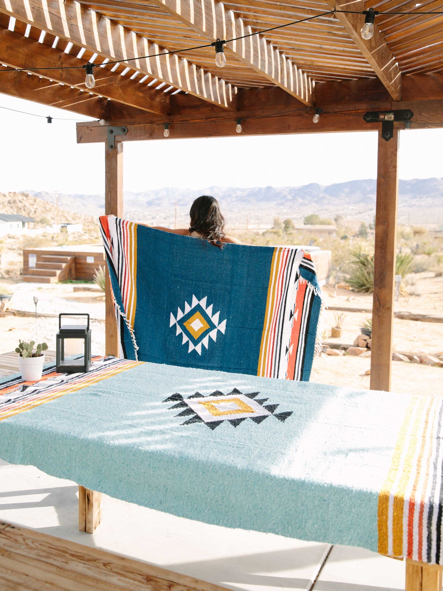 teal baja mexican blanket by laguna beach textile company