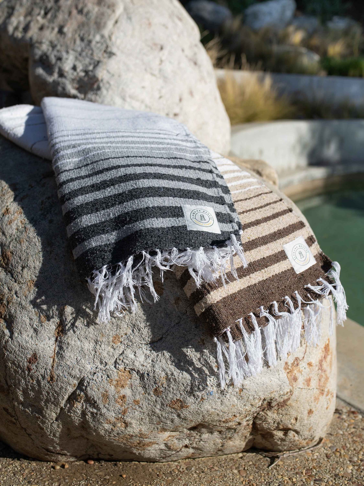 gray tulum mexican blanket by laguna beach textile company