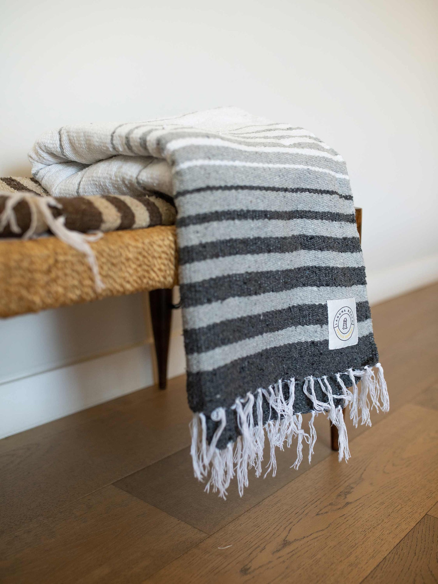 gray tulum mexican blanket by laguna beach textile company