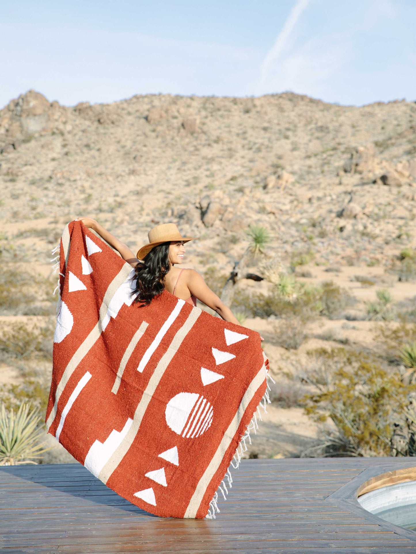 brick sol mexican blanket by laguna beach textile company