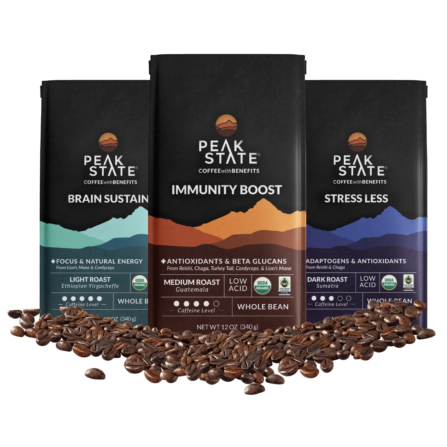 variety pack - peak state coffee-3 x 12 oz bags by peak state coffee