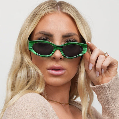 Kat x Money Moves - Green Cateye Sunglasses by TopFoxx