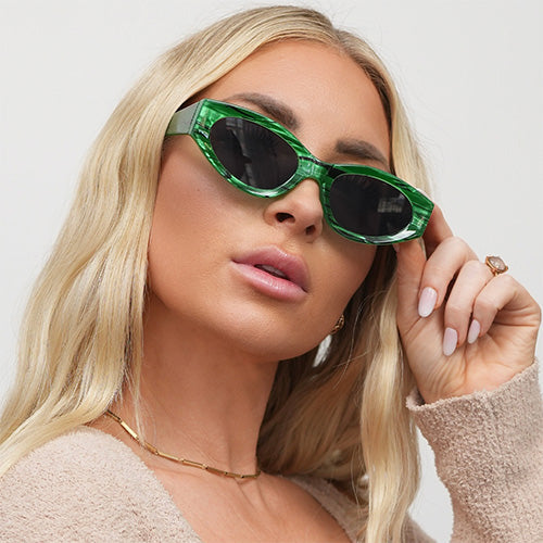 kat x money moves - green cateye sunglasses by topfoxx