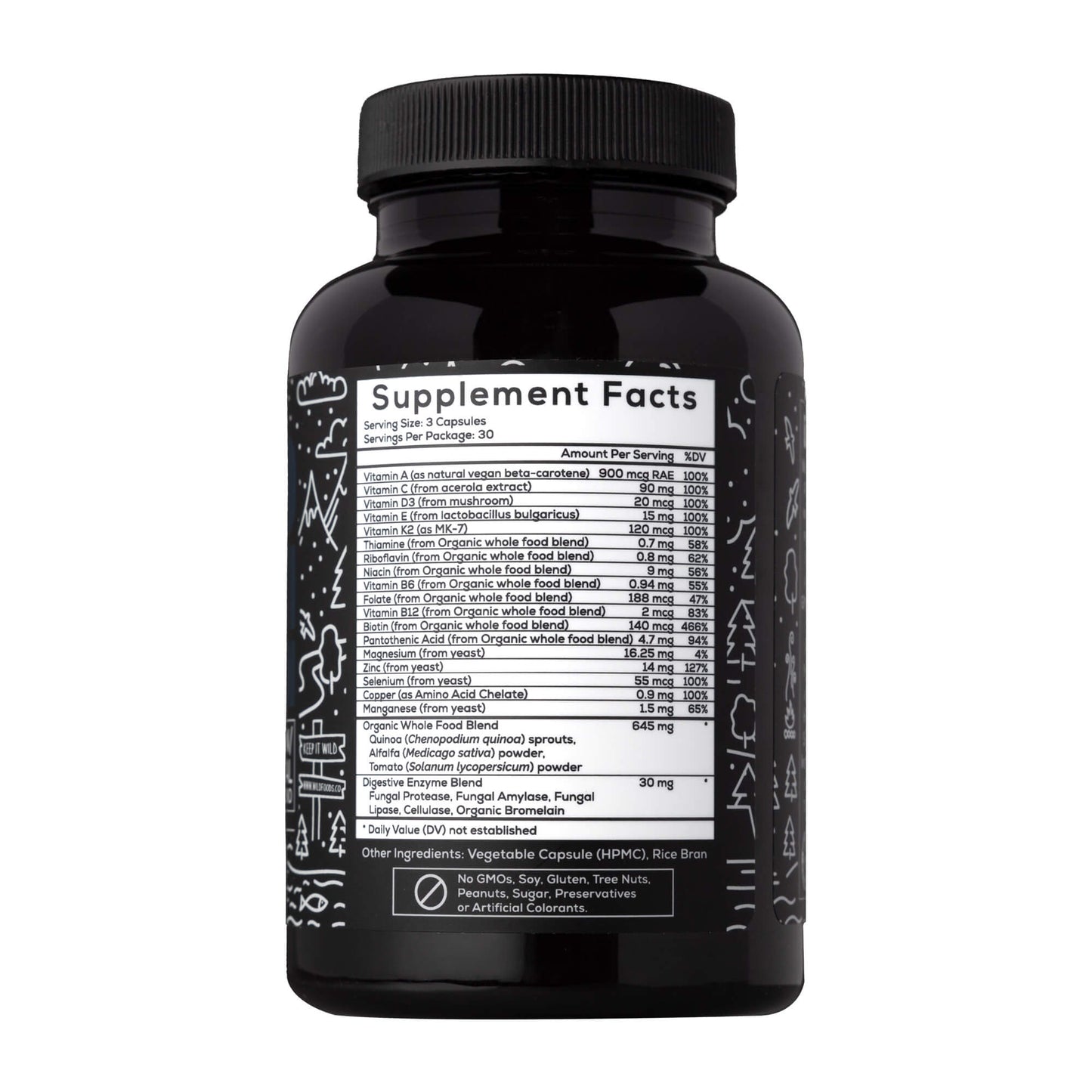 whole food daily multivitamin for men case of 12 by wild foods