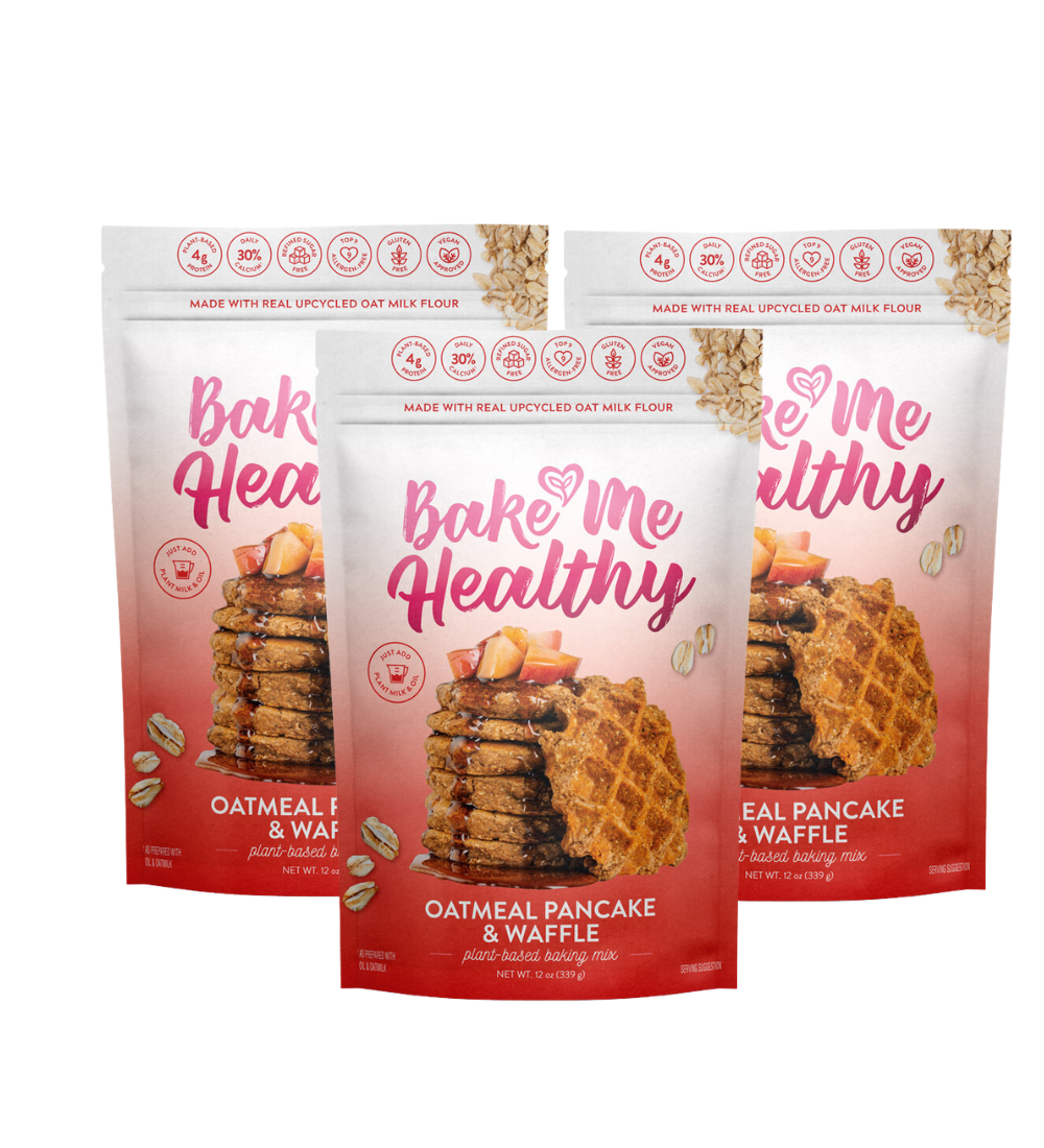 bake me healthy oatmeal pancake & waffle mix baking mix triple bundle by farm2me