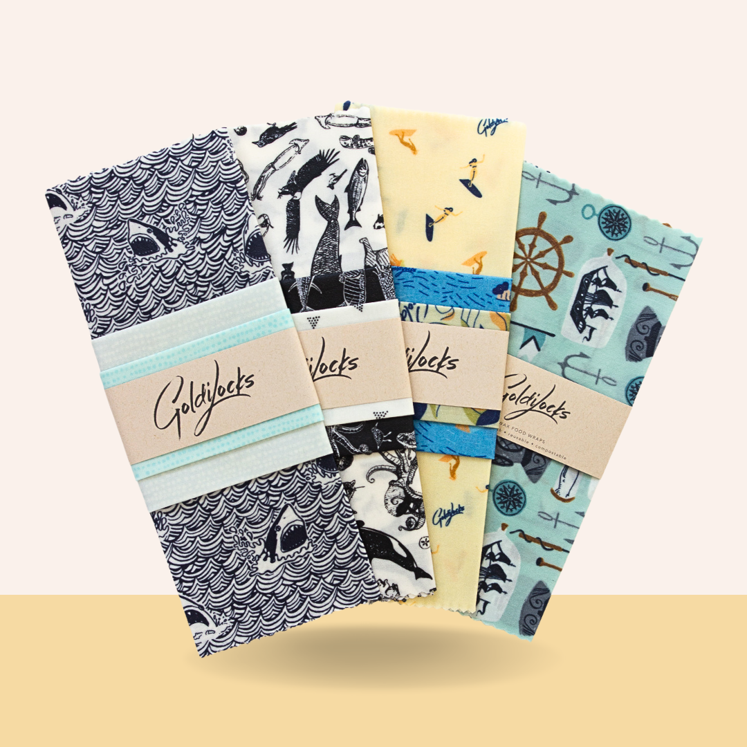 beeswax food wraps: ocean favourites bundle by goldilocks goods