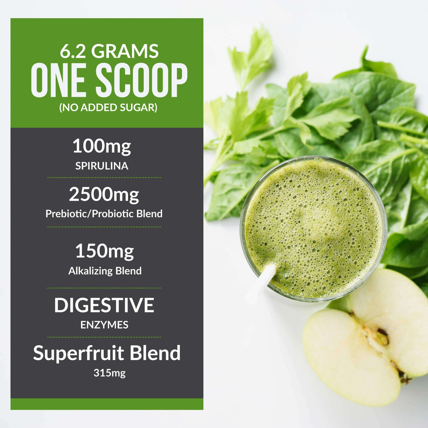 raw super greens daily juice drink with prebiotic, probiotic & digestive enzymes by wild foods