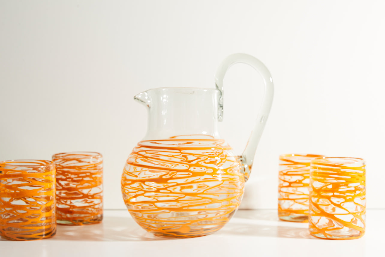 handblown glass pitcher by verve culture