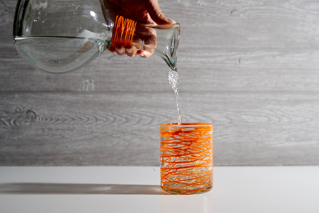 handblown glass carafe by verve culture