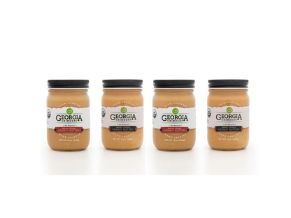 Georgia Grinders Organic Peanut Butter 4 Pack (12 oz jars - 2 jars of Organic Crunchy and 2 Jars of Organic Creamy Peanut. - (CP-CL) by Georgia Grinders