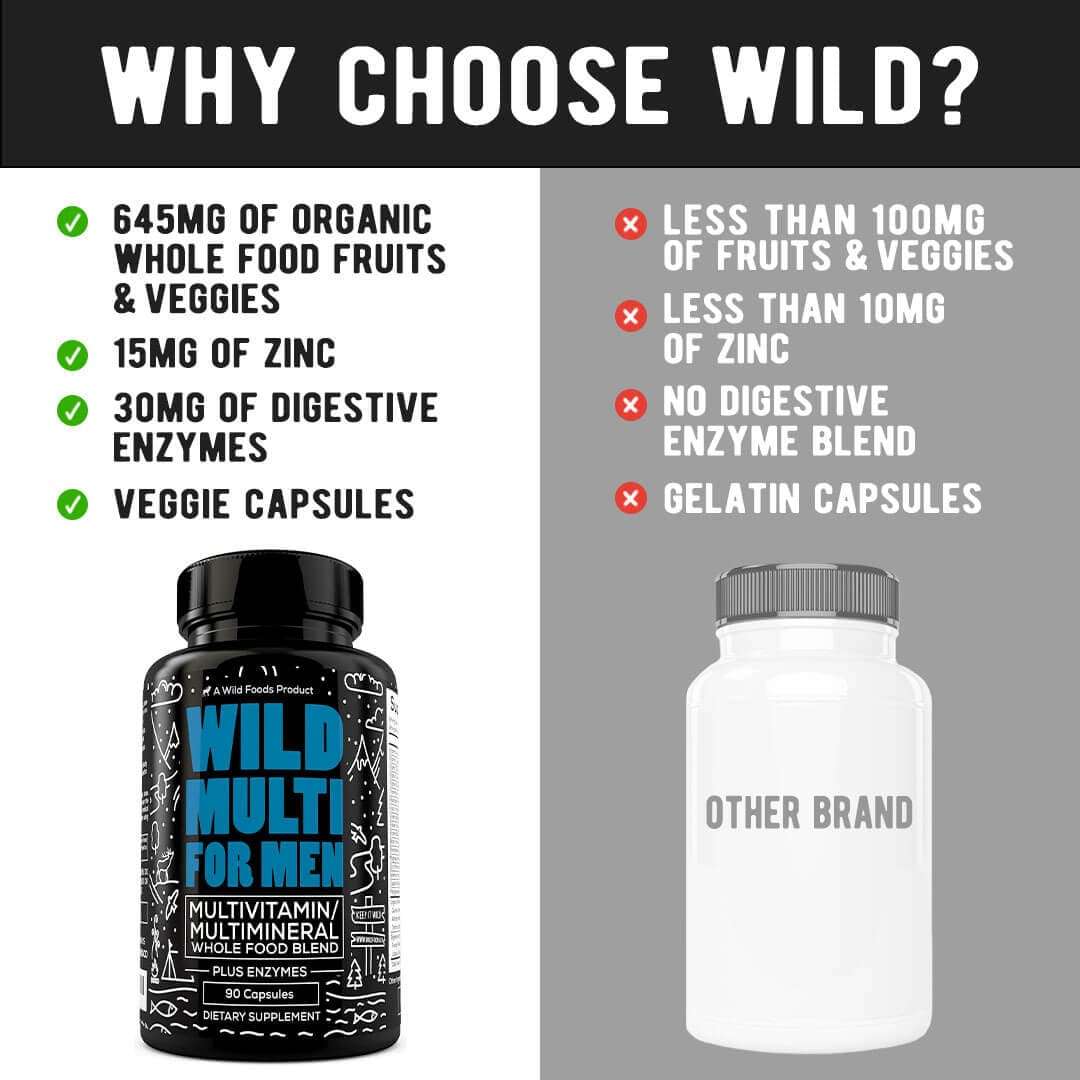 whole food daily multivitamin for men case of 12 by wild foods