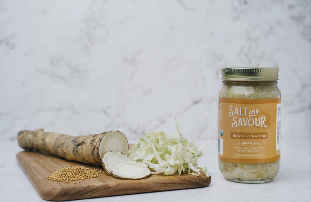 salt and savour sauerkraut with horseradish, organic by farm2me