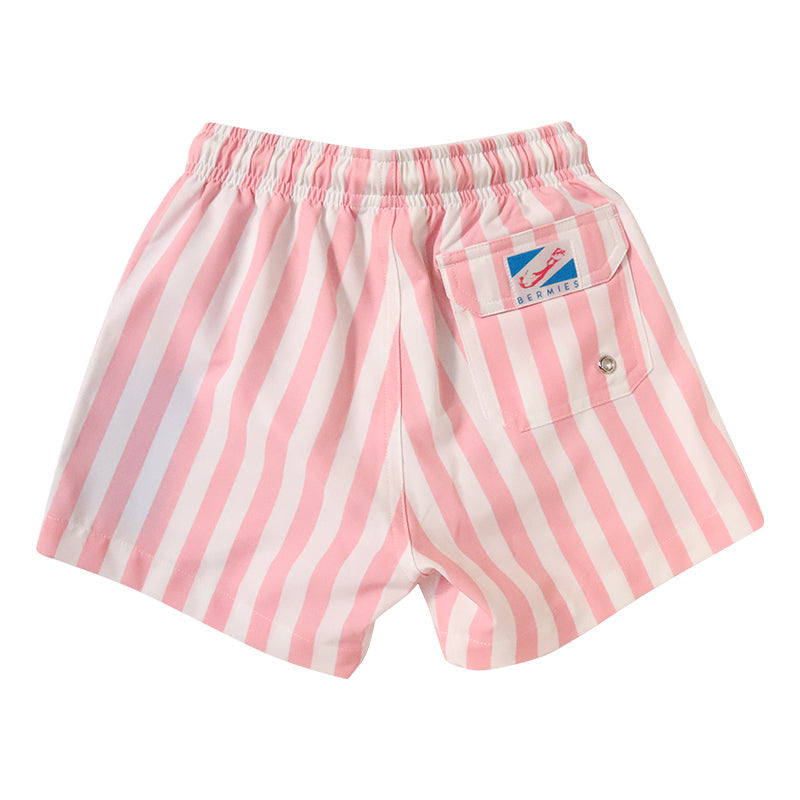 pink stripes - kids swim trunks by bermies