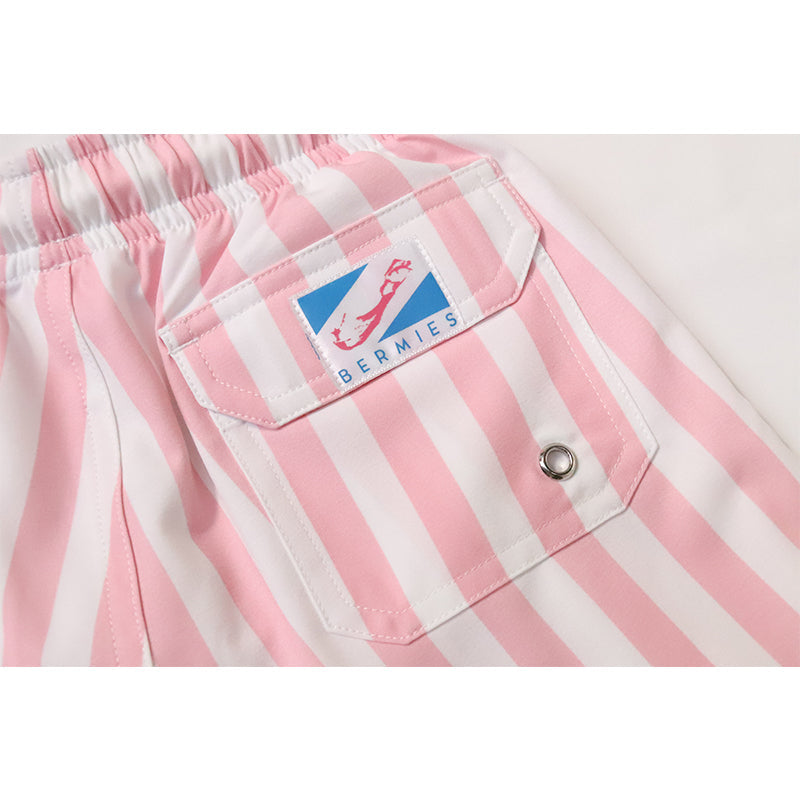 pink stripes - kids swim trunks by bermies