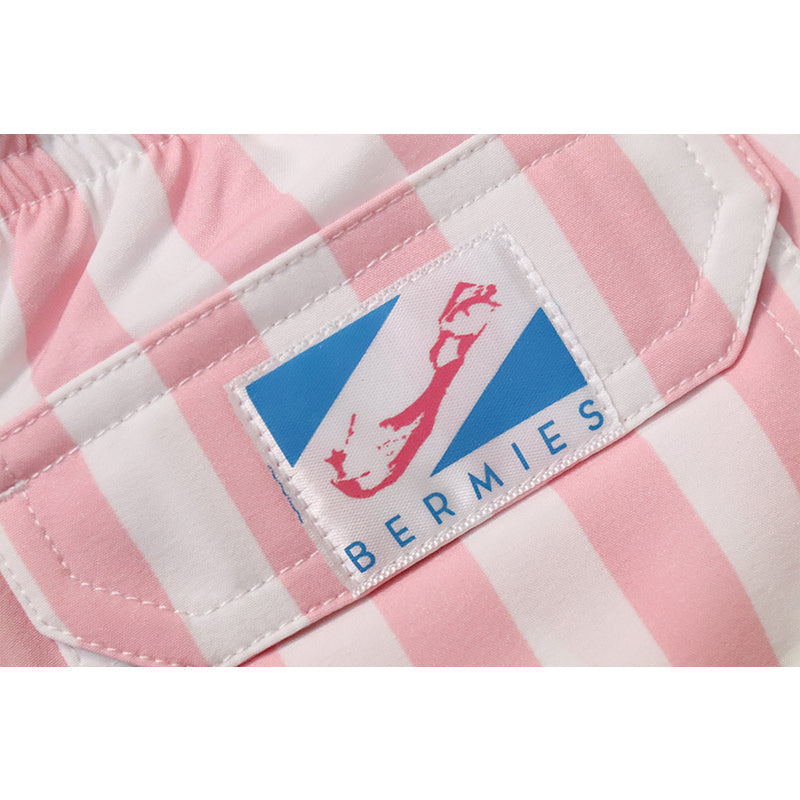 pink stripes - kids swim trunks by bermies