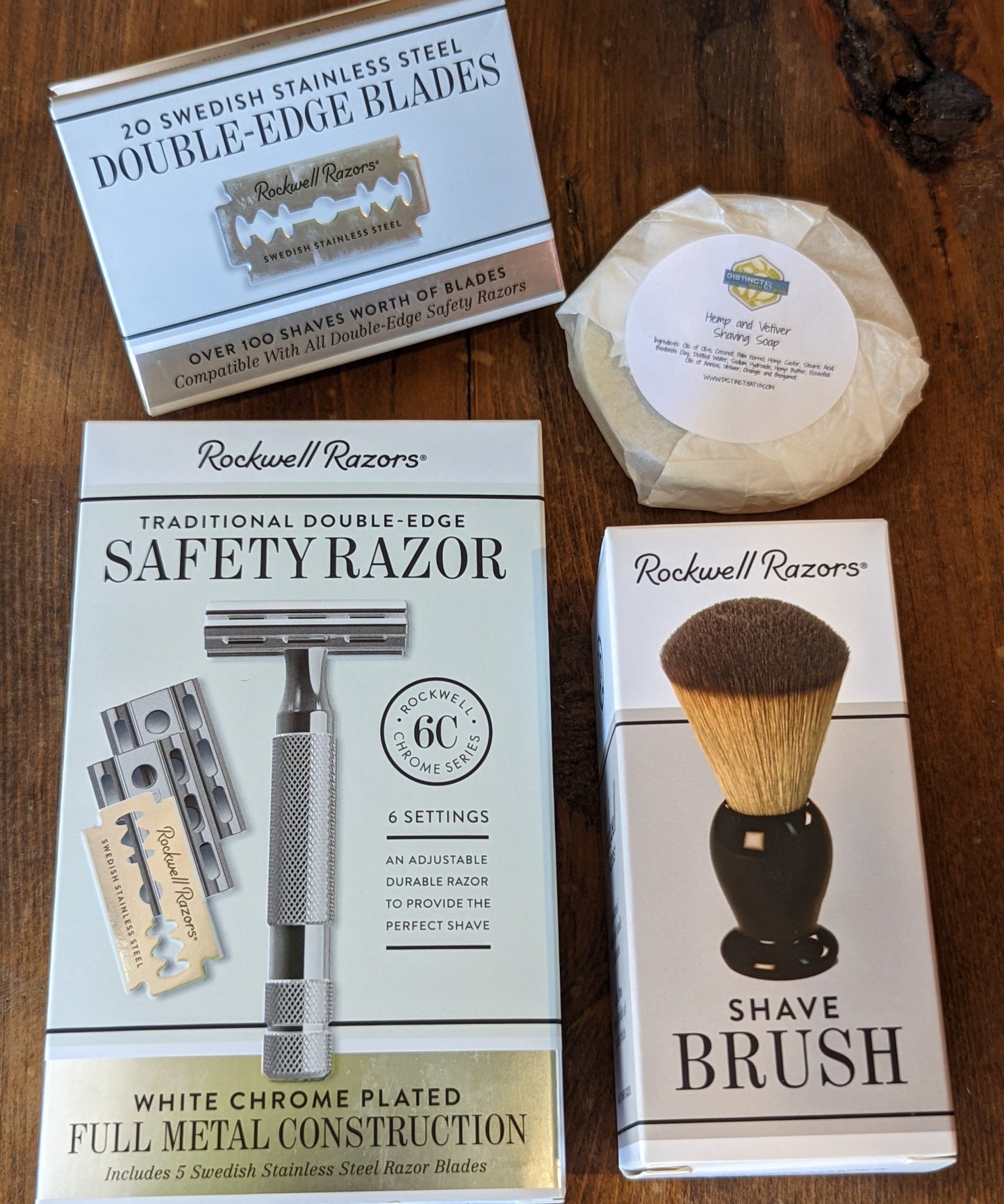 rockwell complete shave set w/ distinct shave puck by distinct bath & body