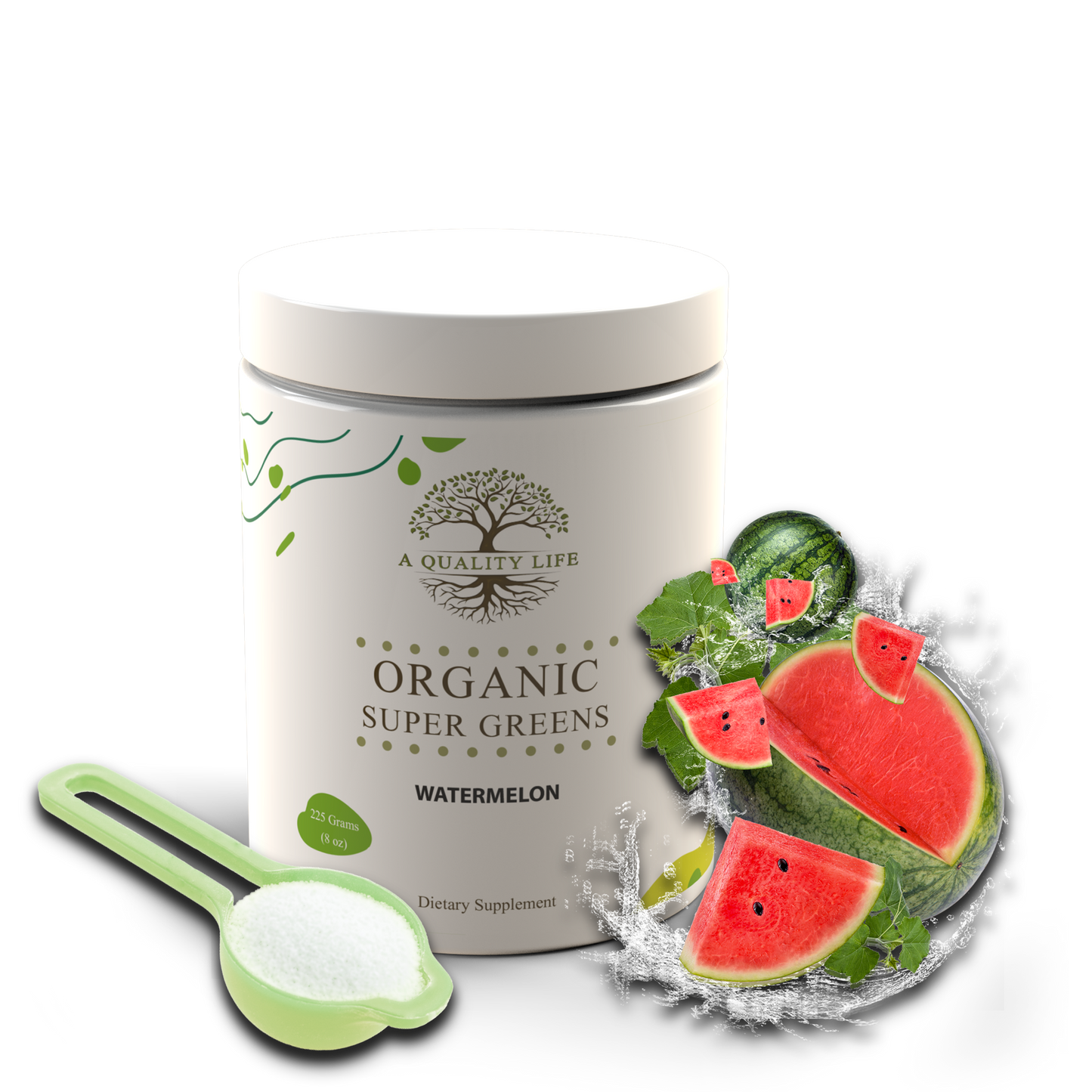 organic super greens - watermelon by a quality life nutrition