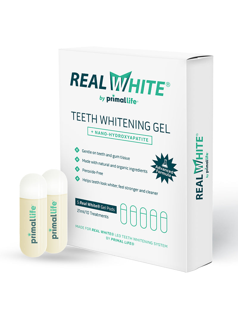 teeth whitening gel pods- 10 treatments with hydroxyapatite by primal life organics #1 best natural dental care