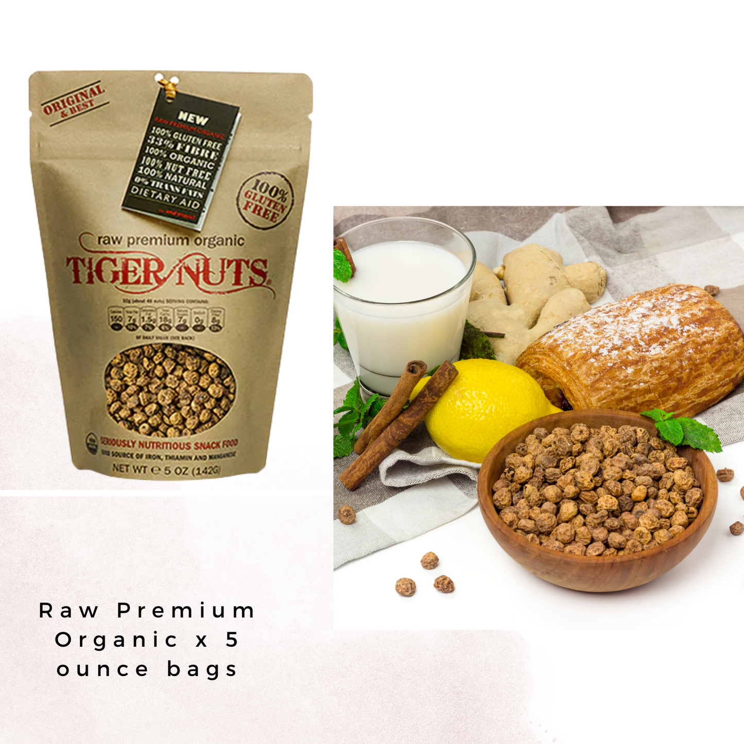 tiger nuts raw premium organic tiger nuts in 5 oz bags - 24 bags by farm2me