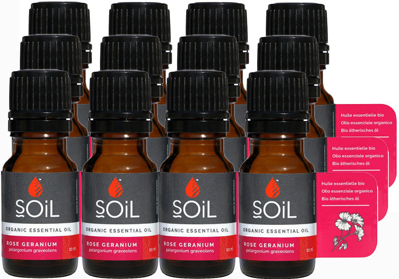 save 50% - organic rose geranium essential oil (pelargoneum graveolens) 120ml by soil organic aromatherapy and skincare