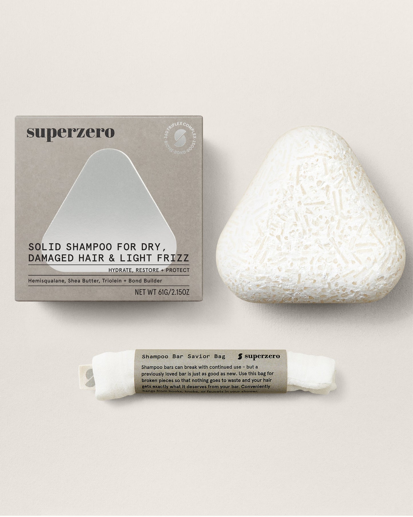 hydrating repair shampoo bar for dry, damaged hair & light frizz by superzero