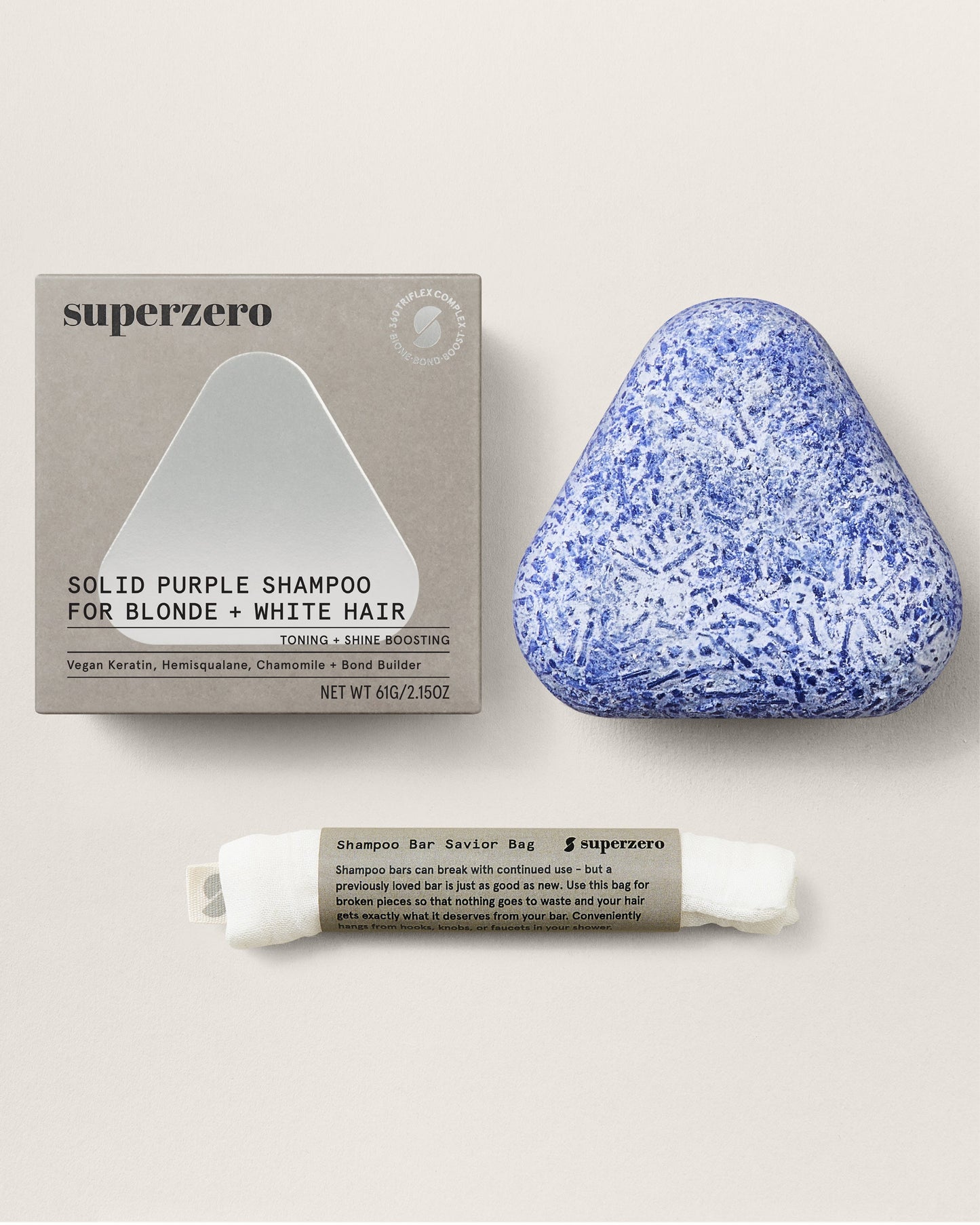 purple shampoo bar for blonde, highlighted, white hair by superzero