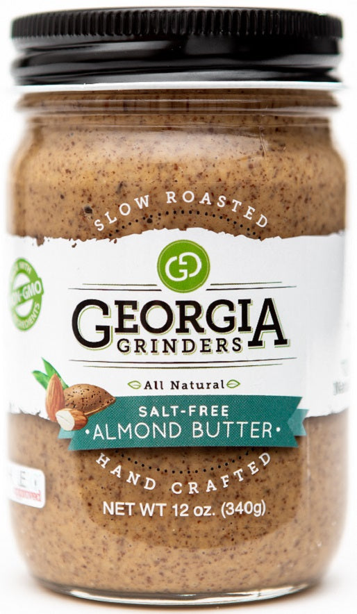 georgia grinders almond butter mix pack (two 12oz jars of each; original almond butter and salt free almond butter) - (cp-cl) by georgia grinders