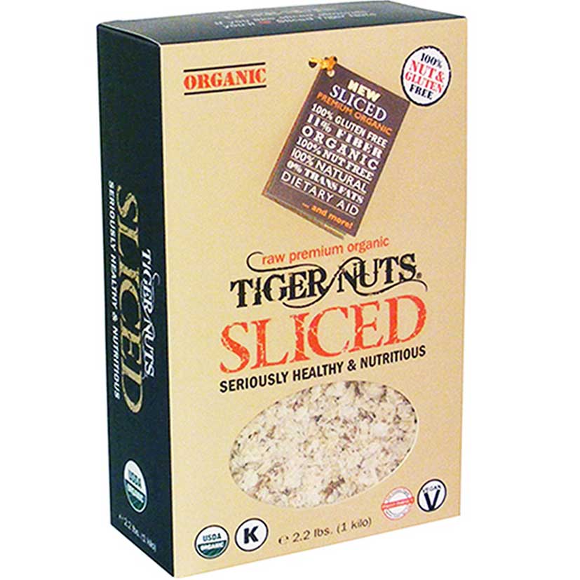 tiger nuts sliced tiger nuts in kilo (2.2 lbs) bag - 10 bags by farm2me