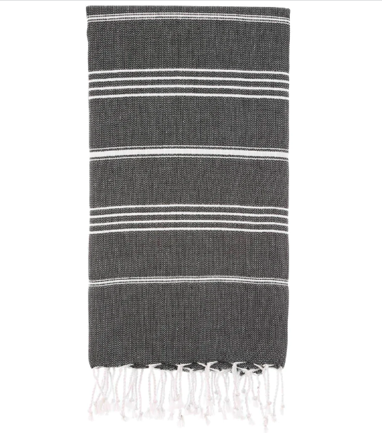 pure series: sustainable turkish towel - black by eco hilana