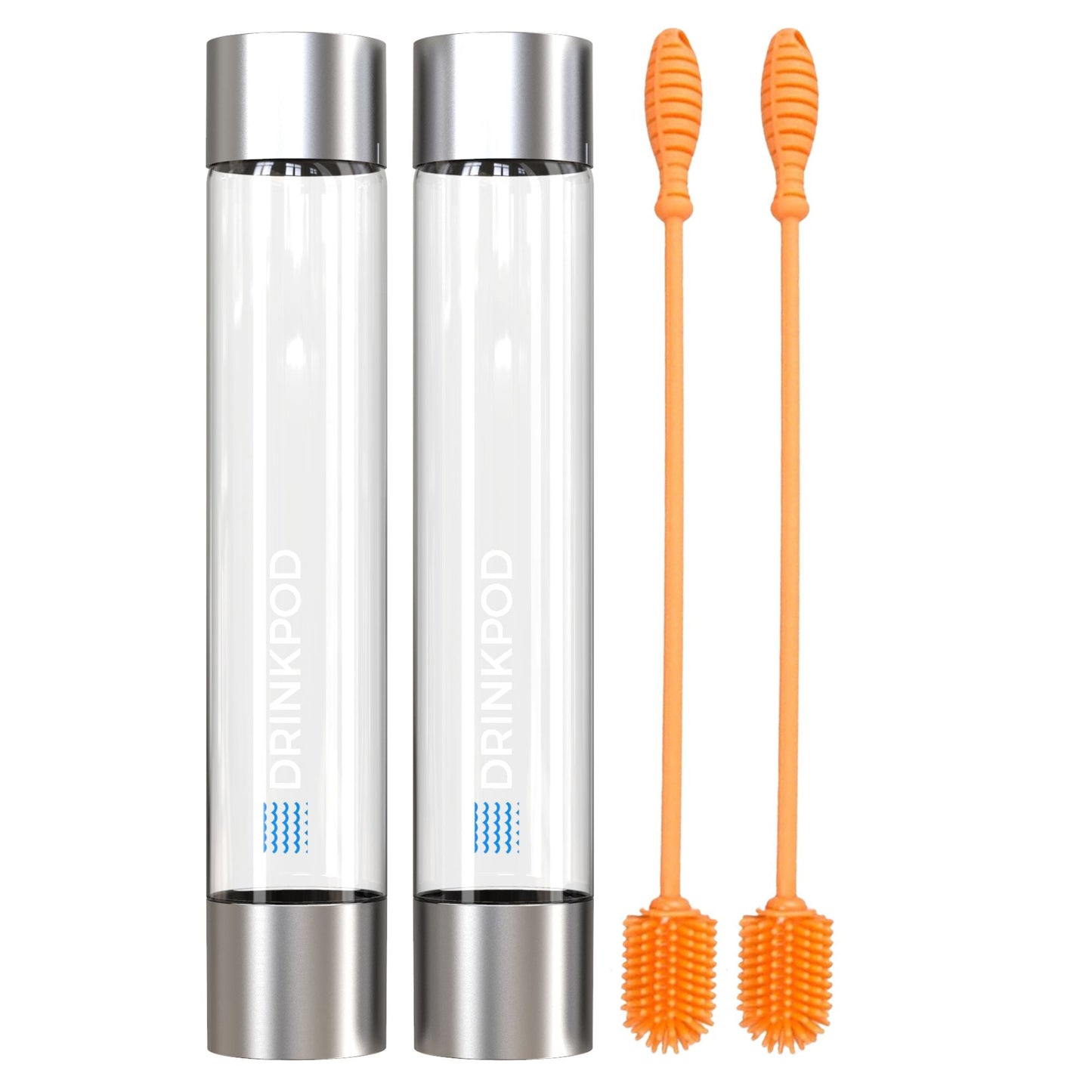 fizzpod bottles 2 pack & optional cleaning brush by drinkpod