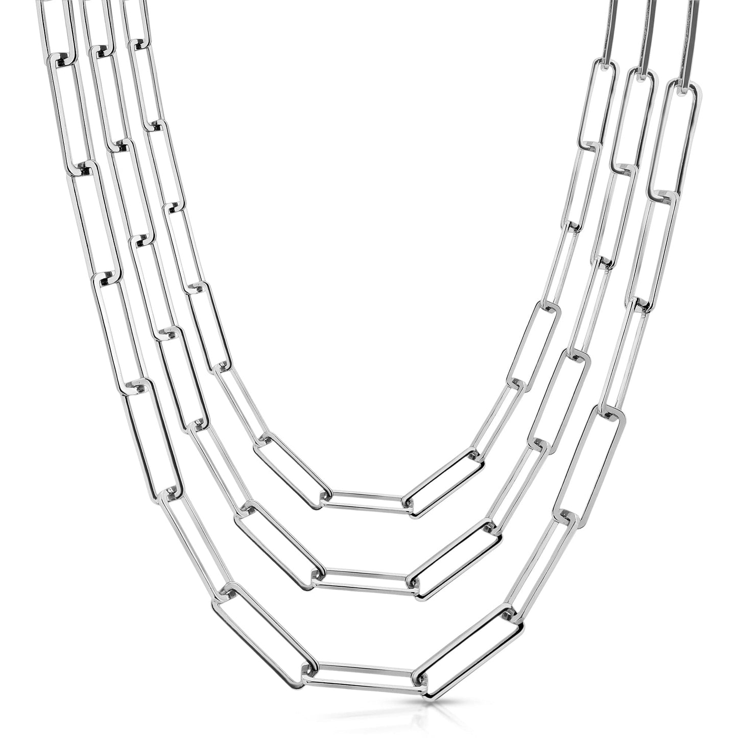 triple large rectangle link chain necklace by eklexic