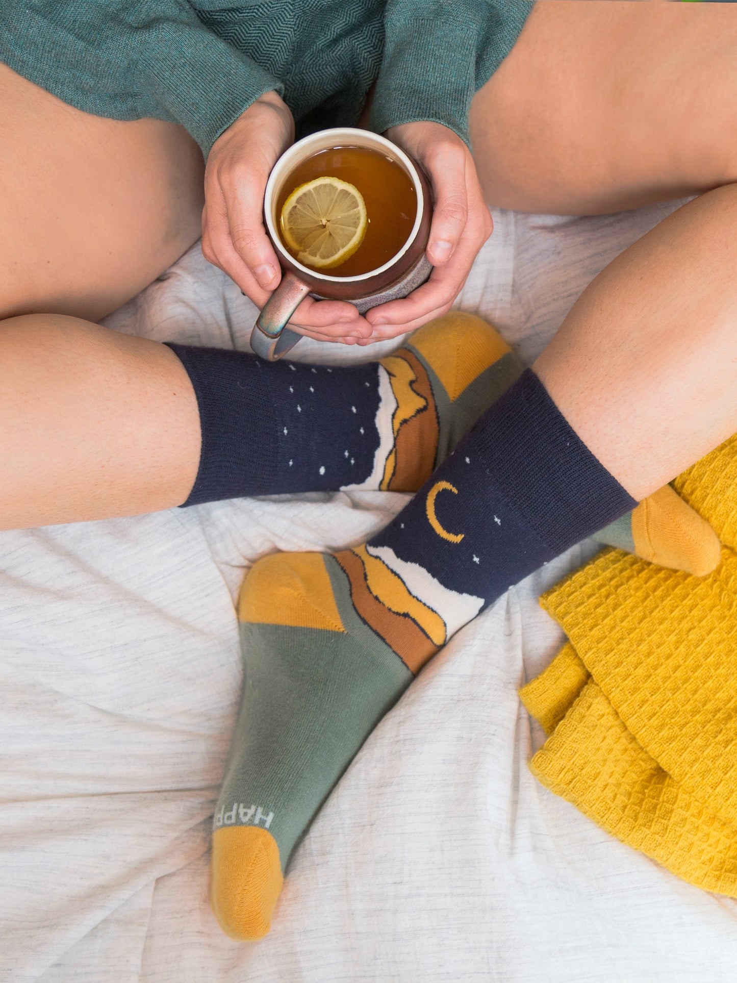 starry night socks by happy earth