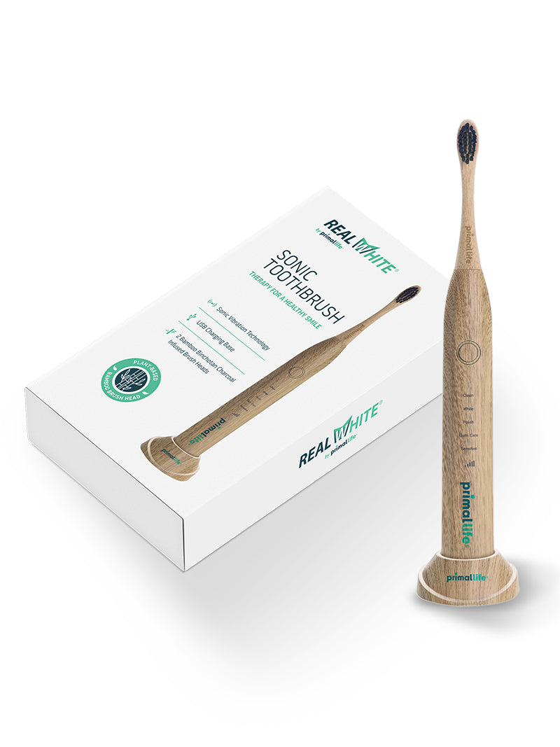 real white sonic toothbrush by primal life organics