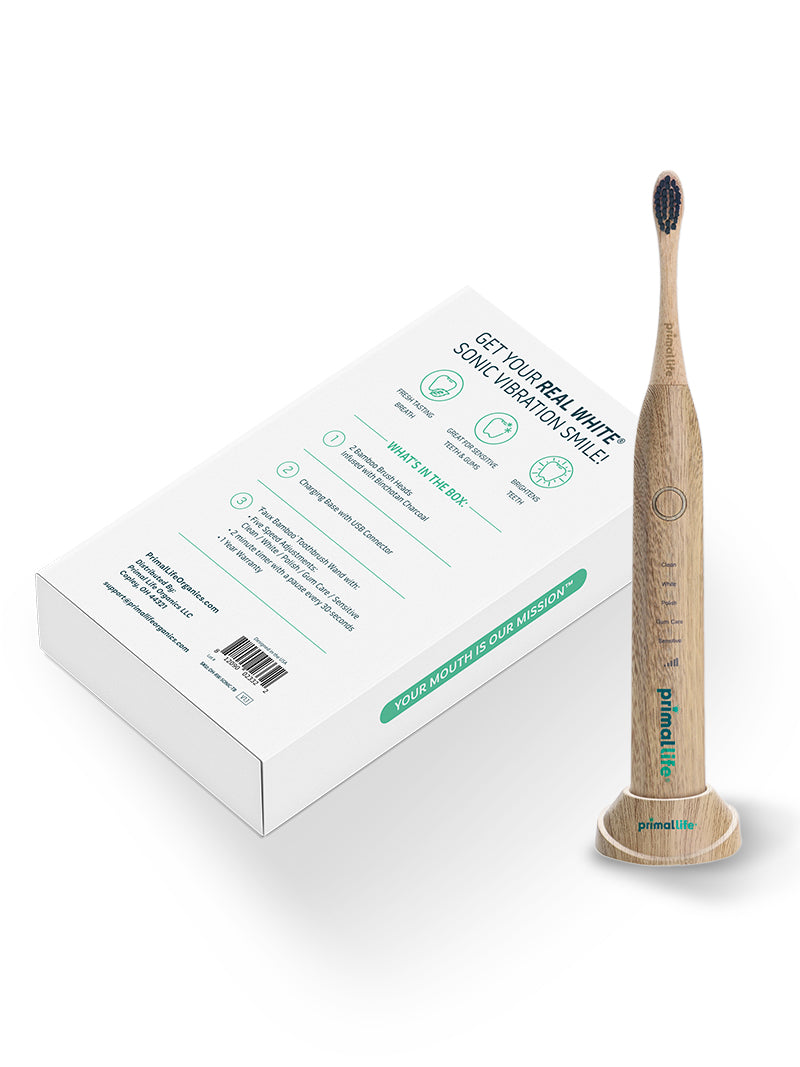 real white sonic toothbrush by primal life organics