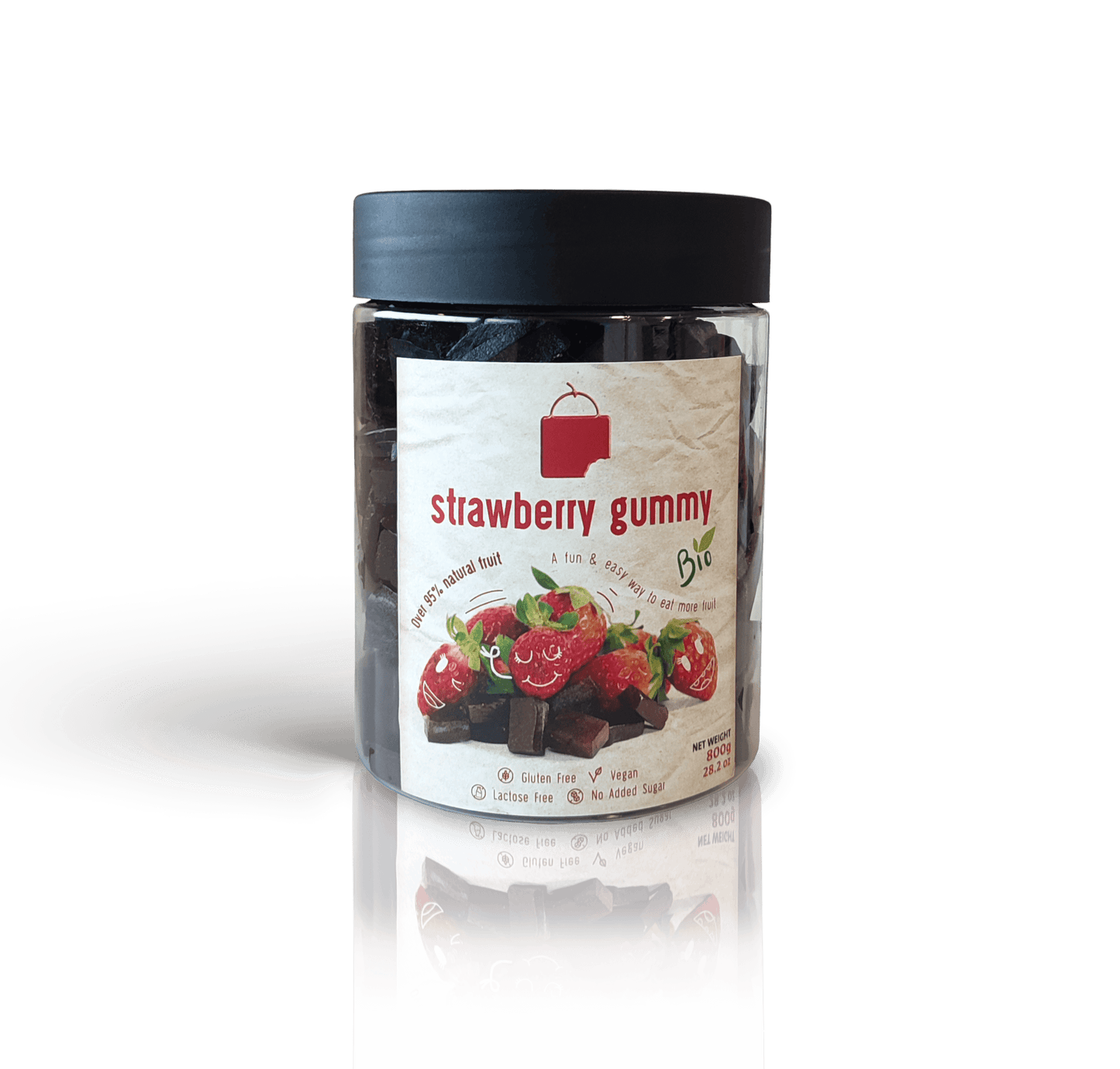 organic strawberry gummies by the rotten fruit box