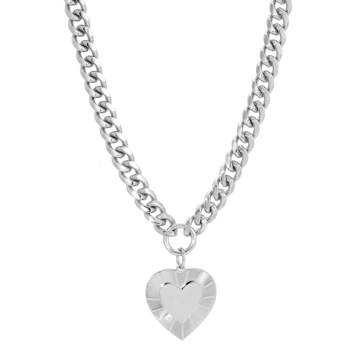 curb chain & heart pendant necklace by eklexic