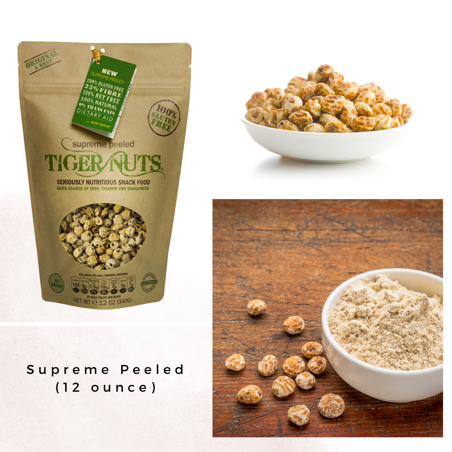 tiger nuts supreme peeled tiger nuts in 12 oz bags - 24 bags by farm2me