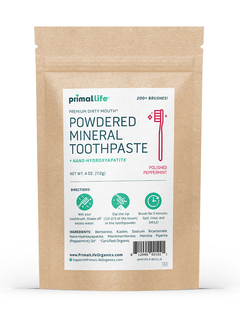 toothpowder /  powdered mineral toothpaste by primal life organics #1 best natural dental care