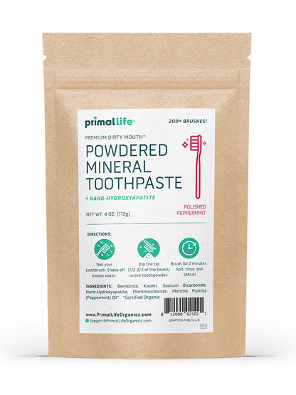 Toothpowder /  Powdered Mineral Toothpaste by Primal Life Organics #1 Best Natural Dental Care