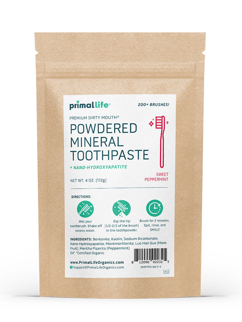 toothpowder /  powdered mineral toothpaste by primal life organics #1 best natural dental care