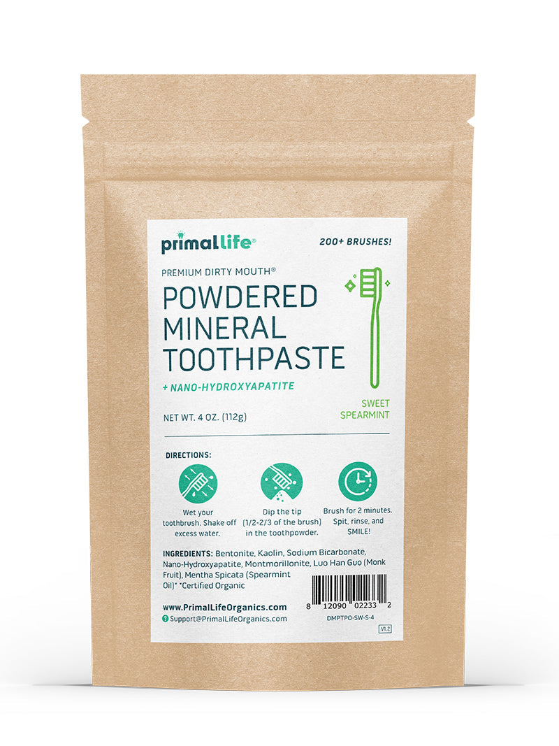 toothpowder /  powdered mineral toothpaste by primal life organics #1 best natural dental care