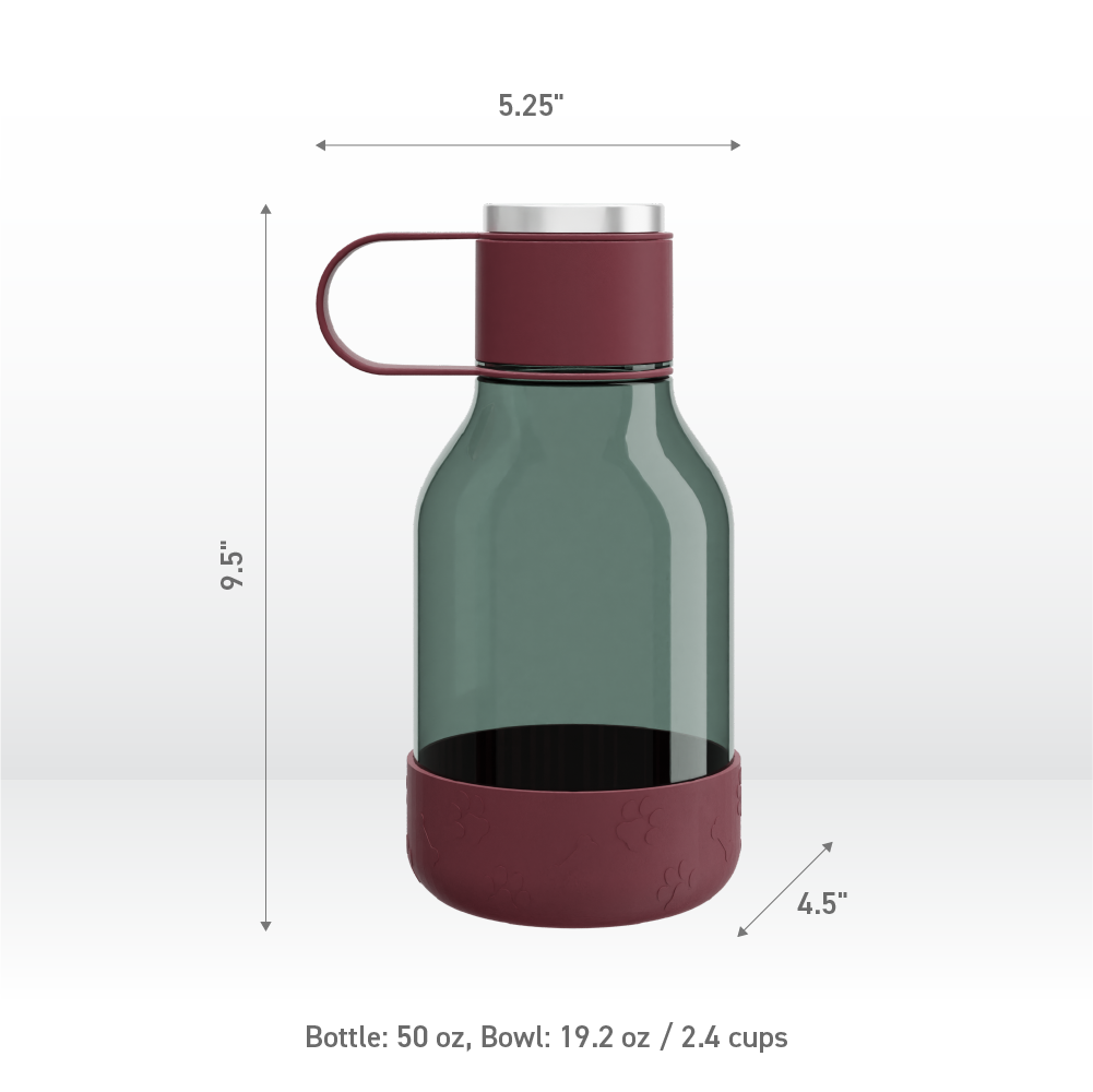 burgundy dog bowl bottle lite by asobu®