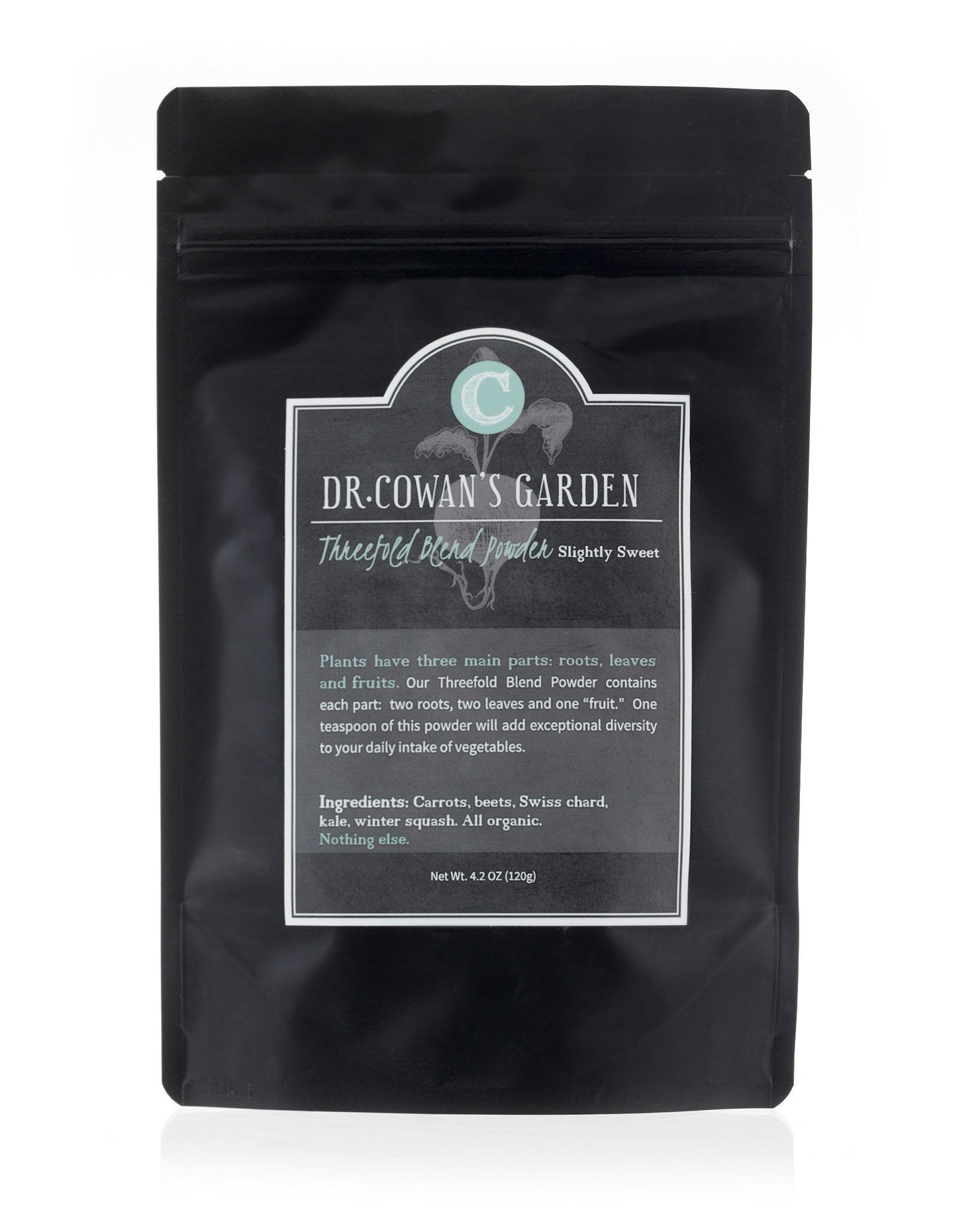 organic threefold blend powder - slightly sweet (refill pouch) by dr. cowan's garden