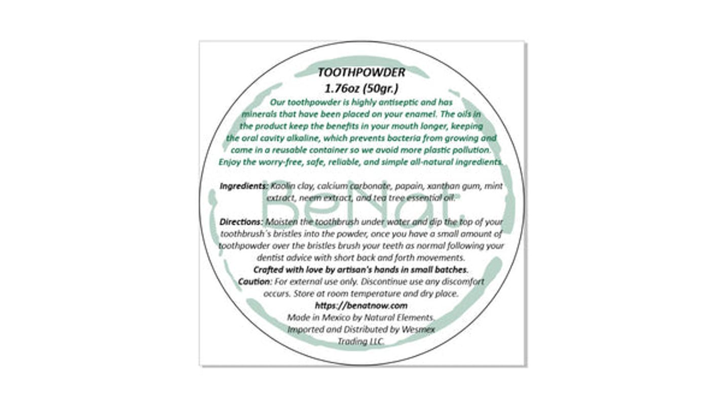 all-natural tooth powder. eco-friendly. by benat