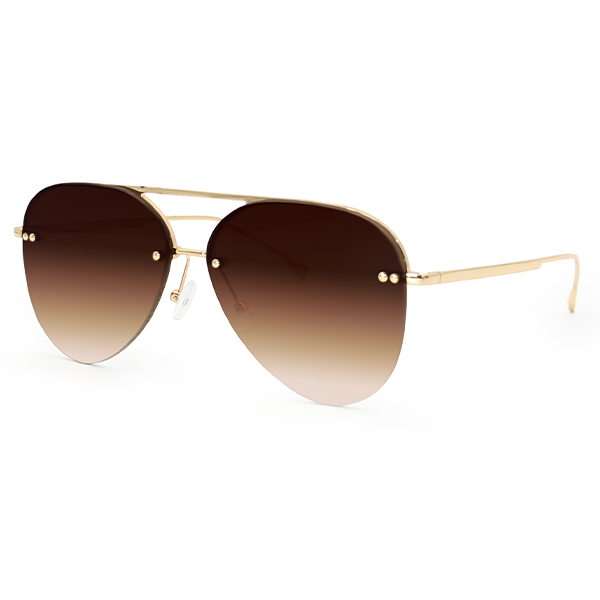 smaller megan 2 - faded brown metal aviator sunglasses by topfoxx