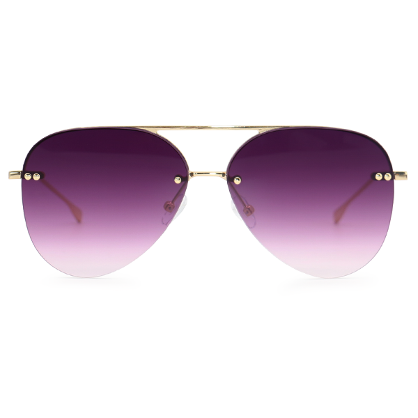 smaller megan 2 - purple metal aviator sunglasses with gold frame by topfoxx